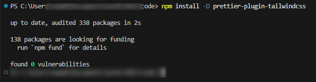 npm install -D prettier-plugin-tailwindcss